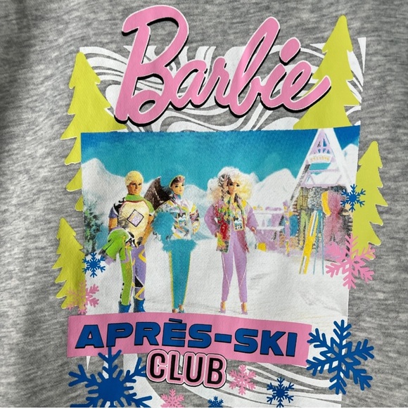 Barbie Apres Ski Club Heather Gray Graphic Crewneck Sweatshirt Size L - Picture 5 of 5